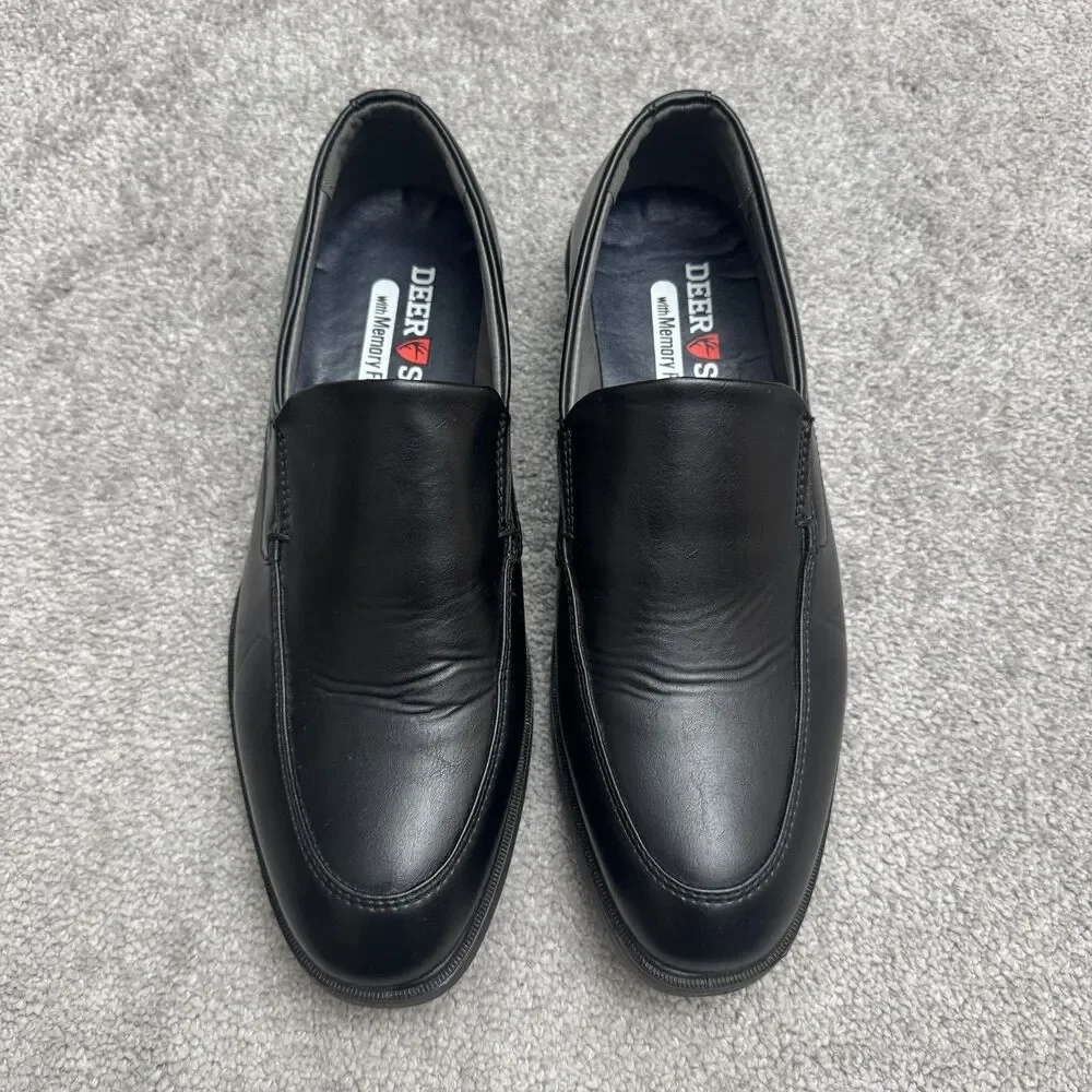Deer Stags Refine Moc Toe Loafer Slip On Comfort Dress Shoes 10.5 Black Leather
